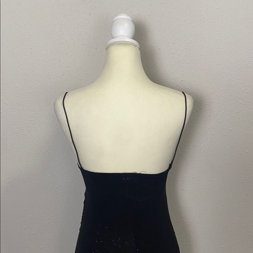Vintage Y2K City Triangles Black Glitter High Low Asymmetrical Prom Dress Size M - Picture 12 of 12